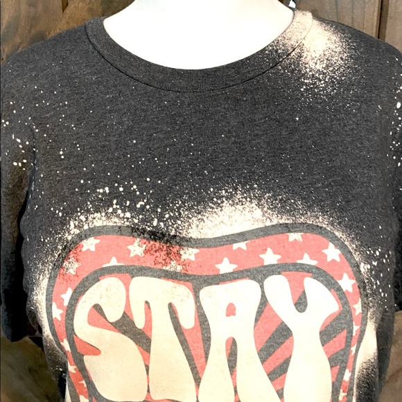 Bleach Dyed Black Vintage Stay Rad Tee NWOT - Picture 6 of 14